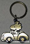 Woodstock driving VW Beetle Brass Keychain