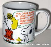 Linus and Sally 'How could soccer be your favorite sport? What about hugging and kissing?' Mug