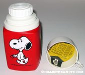 Snoopy walking with cup Red Plastic Thermos