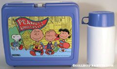 Peanuts Gang walking outside school 'Peanuts University' Blue Lunch Box