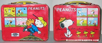 Charlie Brown on Pitcher's Mound and Cartoon Lunch Box