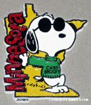 Joe Cool wearing Camp Snoopy shirt leaning on Minnesota Magnet
