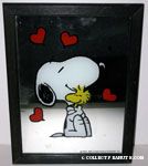 Snoopy hugging Woodstock with hearts Mirror