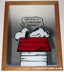 Snoopy sleeping on doghouse 'I Believe in Conserving Energy' Mirror