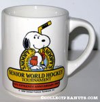 Snoopy Holding Hockey Stick 'Snoopy's 15th Anniversary Senior World Hockey Tournament 1989' Mug