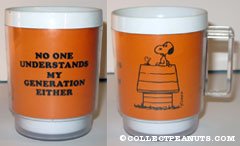 Snoopy on doghouse 'No one understands my generation either' Mug