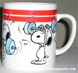 Snoopy lifting weights