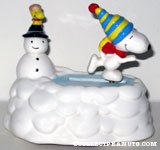 Snoopy skating with Woodstock on Snowman Music Box