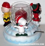 Snoopy, Charlie Brown and Lucy Skaters around Candle Holder Musical