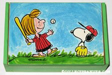 Peppermint Patty and Snoopy playing baseball Music Box