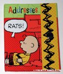 Charlie Brown leaning against mailbox 'Rats!' Address Book