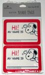 Snoopy waving 'Hi My Name Is' Name Tag Stickers