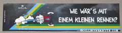 Snoopy pulling Linus with blanket 'Wit War's Mit Einem Kleinen Rennen?' Sticker