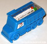 Snoopy driving dump truck with colored pencils in back