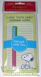 Snoopy sitting 'Curse these early morning hours' List Pad & Pen