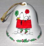 Snoopy and Woodstock sleeping on doghouse Bell Ornament
