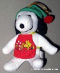 Snoopy wearing stocking cap and tool apron Plush Ornament