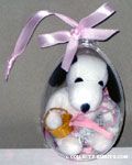 Snoopy and confetti in clear plastic egg Easter Ornament