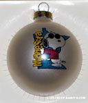 Joe Cool leaning against Minnesota Glass Ball Ornament