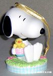Snoopy holding egg with chick Ornament