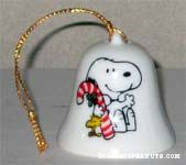 Snoopy holding Candy Cane Bell Ornament