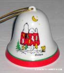 Snoopy and Woodstock Doghouse with Stockings Bell Ornament 