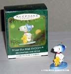 Snoopy and Woodstock skating on ice pond Miniature Christmas Ornament