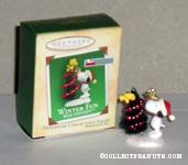 Snoopy and Woodstock decorating tree Miniature Christmas Ornament