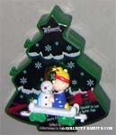 Linus and Snowman on Train Car