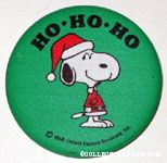 Santa Snoopy 'Ho, Ho, Ho' Fabric-covered Button