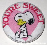 Snoopy hugging Woodstock 'You're Sweet' Button