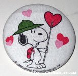 Snoopy Beaglescout holding heart flag Button