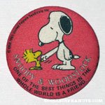 Snoopy & Woodstock shaking Hands Button