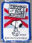 Snoopy holding sign in front of British flag 'Snoopy for Prime Minister' Patch