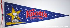 Snoopy holding gold olympic medal 'Knott's Berry Farm' Pennant