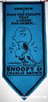 Snoopy hugging Charlie Brown 'Somehow I have the feeling that a crisis has arisen' Pennant