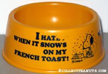 Snoopy 'I hate it when it snows on my french toast' Yellow Dog Dish