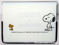 Snoopy holding dog dish and Woodstock flying Glass & Silver Picture Frame