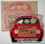 Linus, Snoopy, Lucy & Charlie Brown in red car Wooden Picture Frame