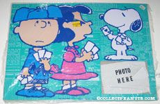 Snoopy, Charlie Brown & Lucy playing cards Metal Picture Frame