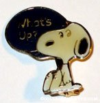 Snoopy sitting 'What's Up' Pin