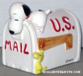 Snoopy leaning over a mailbox Planter
