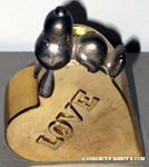 Snoopy laying on heart 'Love' Gold-tone Silver Planter