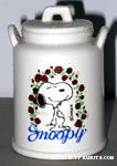 Snoopy standing in circle of roses Planter