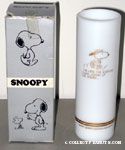 Snoopy running 'I'm late for Exercise Class' Milk-glass Vase