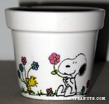Snoopy & Woodstock holding flowers Flower Pot