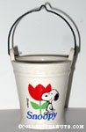Snoopy standing next to tulip Wire-handled Planter
