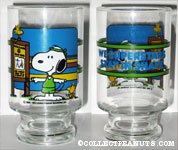 Snoopy and Woodstocks exercising 'We superstars stay in shape' Glass Vase