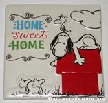 Snoopy and Woodstock on doghouse 'Home Sweet Home' ceramic tile plaque