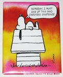 Snoopy on Doghouse '...give up this mad carefree existance' Plaque